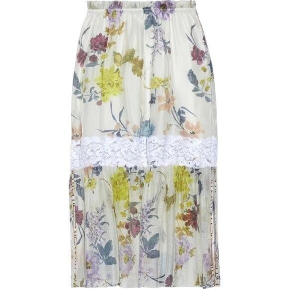 SEE BY CHLOÉ Lace Trimmed Flora Voile Midi Skirt Size 2 NWT $405 - Picture 5 of 16